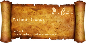 Malmer Csaba névjegykártya